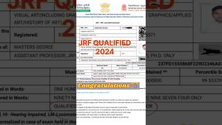 UGC NET JRF QUALIFIEDJUNE 2024 result ugcnet shorts 2024 UGCRESULT ytshorts [upl. by Otreblide]