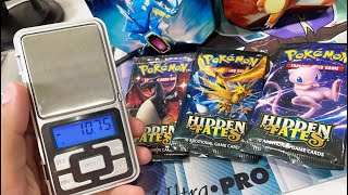 Weighing Pokémon Hidden Fates Booster Packs in 2020  BoosterKings [upl. by Vern756]