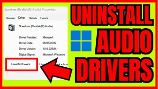 How To UNINSTALL Audio Drivers Windows 11 FULL GUIDE 2024 [upl. by Elyagiba]