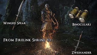 Zweihander Winged Spear and Binoculars location From Firelink Shrine  DS Remastered [upl. by Jocelyne768]