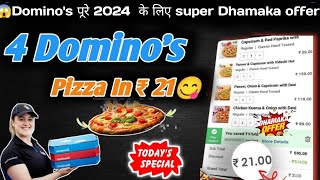 4 DOMINOS PIZZA in ₹21 😋🍕🔥Dominos pizza offerDominos pizza offers for todaydominos coupon code [upl. by Viafore]