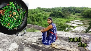 water spinach stir fry  kankun thelata  village girl cooking [upl. by Lorilee]