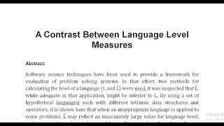 A Contrast Between Language Level Measures [upl. by Nairehs]