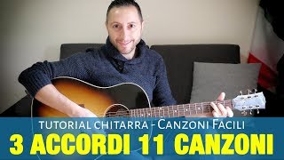 3 Accordi  11 Canzoni Facili  Chitarra da Spiaggia [upl. by Znerol]