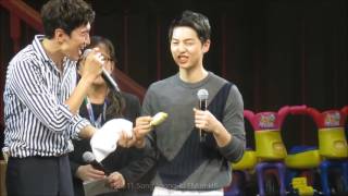 160611 Song Joongki FM in HK  Eating Durian  Feeding Kwangsoo [upl. by Nahtnamas492]