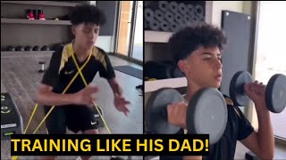 unseen VIRAL footage of Ronaldo jr spotted training hard for the new season [upl. by Nyladnohr748]