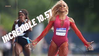 ShaCarri Richardson Ran 1057 Incredible Time [upl. by Anohs450]