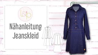 Nähanleitung lillesol Jeanskleid  ein Kleid mit Kragen und Knopfleiste nähen [upl. by Loria]