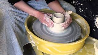 Throwing a doublewalled cup on the wheel [upl. by Enelrihs]