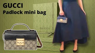 GUCCI Padlock mini bag GUCCI unboxing  What fits inside the GUCCI padlock mini amp modelling shots [upl. by Fernanda]