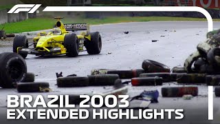 Wet Weather Mayhem In Interlagos  2003 Brazilian Grand Prix  Extended Highlights [upl. by Vina]