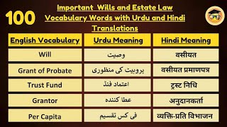 100 Wills and Estate Law VocabularyImportant Law Vocabularybeavocabularianfamily5755 [upl. by Palmer]