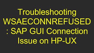 Troubleshooting WSAECONNREFUSED SAP GUI Connection Issue on HPUX [upl. by Zerdna]