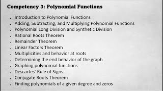 Competency 3  Polynomial Functions [upl. by Nyraf]