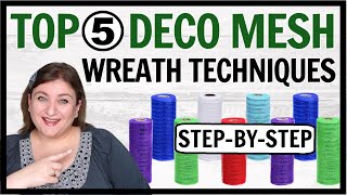 TOP 5 Deco Mesh WREATH TECHNIQUES using 6 inch DOLLAR TREE Deco Mesh [upl. by Halivah]