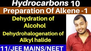 Hydrocarbons 10  Preparation of Alkenes 1  Dehydration Of Alcohols and From Alkyl Halide JEENEET [upl. by Monsour]