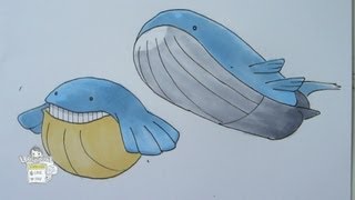 How to draw Pokemon No 320 Wailmer No 321 Wailord [upl. by Buskirk878]