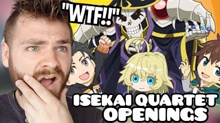 First Time Reacting to quotISEKAI QUARTET 2 Openings amp Endings 12quot  New Anime Fan [upl. by Tristam]