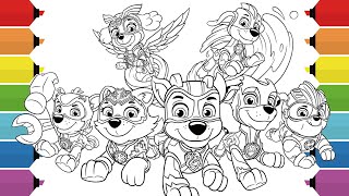 Paw Patrol  Mighty Pups Coloring Pages  Chase Marshall Rocky Skye Rubble Zuma Everest [upl. by Enaujed24]