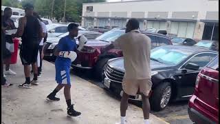 DevoneAllamly JR hits the mits before fight [upl. by Nylle]