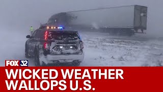 Severe winter weather hits states across America [upl. by Murdocca]