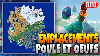 TOUT LES EMPLACEMENTS DES POULES ET DES OEUFS SUR FORTNITE CHAPITRE 4 SAISON 2 [upl. by Maloney]