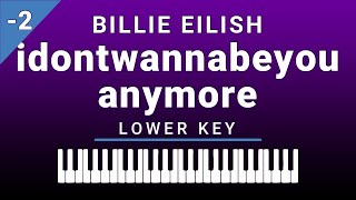 idontwannabeyouanymore Lower Key Piano Karaoke Billie Eilish [upl. by Elleinod856]