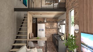 KITNET LOFT INDUSTRIAL 35x7 METROS l Erbani Design [upl. by Phonsa884]