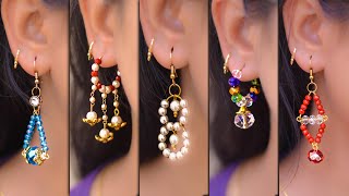 5 easy Pearl amp Crystal Earring Design  DIY  5 min Craft  Hand made jewelry  Art with Creativity [upl. by Rice]