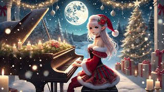 Christmas Piano winter moon beautiful elf girl nightSleep MusicWork Music [upl. by Seko]