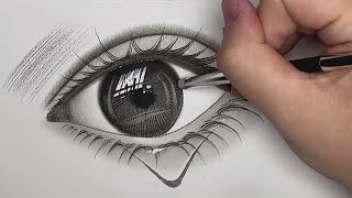 How to draw an eye with teardrop for Beginners  Easy Way To Draw A Realistic Eye [upl. by Ynnod]