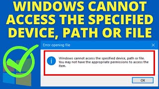 Windows Cannot Access the Specified Device Path or file you may not have Appropriate Permissions [upl. by Oremo]