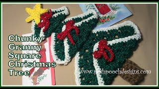 Chunky Granny Square Christmas Tree Crochet Pattern [upl. by Kalil]