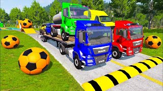 Flatbed Truck Mcqueen  Transportation with Truck  Pothole vs Car 1million  BeamNGDrive [upl. by Giliane]