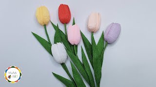 Tulipany z krepiny jak żywe  zobacz jak to zrobiłam ❤️🌹 EASY CREPE PAPER FLOWER ❤️🌹 [upl. by Hurwitz]