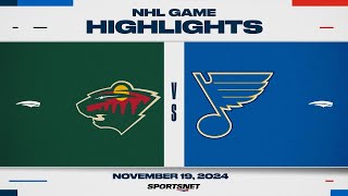 NHL Highlights  Wild vs Blues  November 19 2024 [upl. by Orodisi237]