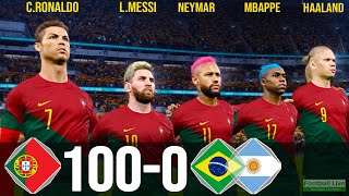 Portugal 1000 Brazil amp Argentina  Ronaldo Messi Neymar Mbappe Haaland Al Stars played for POR PES [upl. by Nwahsuq]