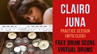 Clairo  Juna Drum Slow Practice virtual drums FREE SCORE [upl. by Uhsoj719]