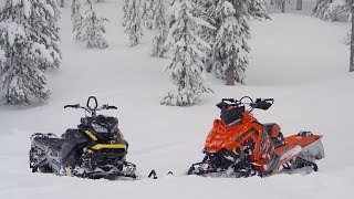 2018 Mountain Sled Shootout SkiDoo VS Polaris [upl. by Kippar]