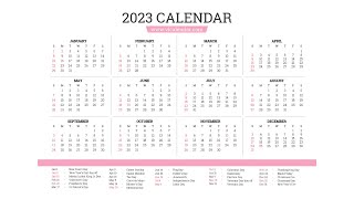 Printable Year 2023 Calendar Templates with Holidays  VL Calendar [upl. by Anaitsirhc]