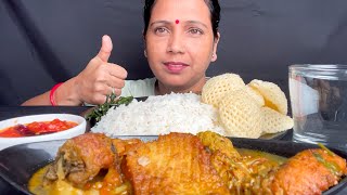 EATING BENGALI STYLE SPICY WHOLE FISH CURRY BASMATI RICE PAPAD CHUTNI ASMR EATING MUKBANG BIGBITES [upl. by Daukas636]