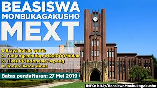 BEASISWA MONBUKAGAKUSHO MEXT  Kuliah ke Jepang Gratis [upl. by Godewyn688]