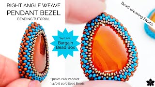 Right Angle Weave RAW Seed Bead Bezel 30mm Pear Tutorial [upl. by Eisnyl]