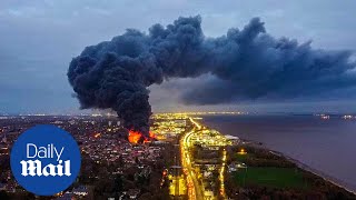 Yorkshire fire Huge blaze at plastics factory near Hull sends smoke miles into the air [upl. by Nahgeem723]