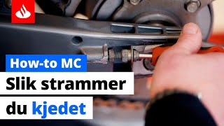 Howto MC Slik strammer du kjedet på motorsykkelen [upl. by Mulcahy]