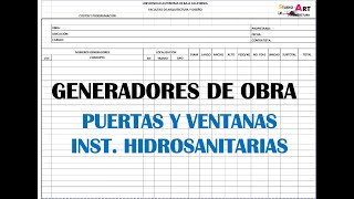 ¿COMO HACER GENERADORES DE OBRA Partida 7 y 8 Puertas y Ventanas Instalaciones Hidrosanitarias [upl. by Lear605]