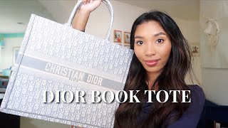 WHATS IN MY WORK BAG  LARGE DIOR BOOK TOTE REVIEW [upl. by Neirol]