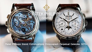 Patek Philippe Grand Complications Chronograph Perpetual Calendar Yellow 5270J  Eleven Eleven NY [upl. by Anaet]