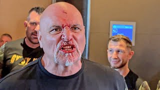 WILD BIG JOHN FURY LEFT BLEEDING after Tyson Fury amp Oleksandr Usyk team ALTERCATION [upl. by Davison]