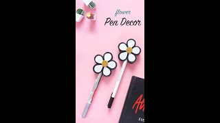 Make a Flower Pencil  DIY Pens Topper  Pen Flowers [upl. by Zelten]